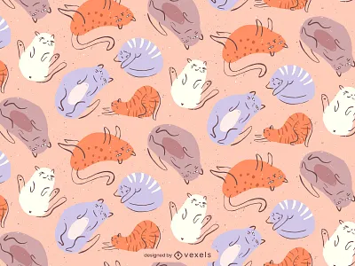 Cat cat cute design doodle flat handdrawn illustration illustrator minimal pattern patterns vector