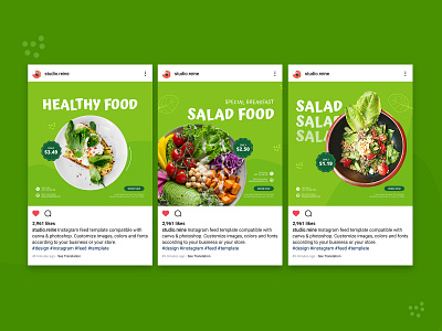 Healthy Food Instagram Feed design feed graphic design instagram instagramfeed photoshop template