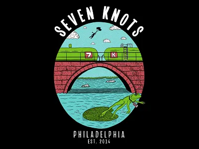 Seven Knots branding frog illustration nature philadelphia river t shirt train typography