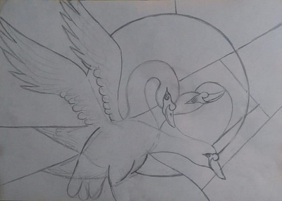 Creative Swan art design sketch