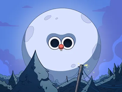 I’m the Moon. 2d cartoon character characterdesign forest illustration illustrator moon night