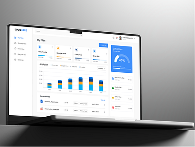 File management dashboard design analytics charts clean dashboard design documents file management file manager files modern storage tech ui uiux ux web website wireframe work