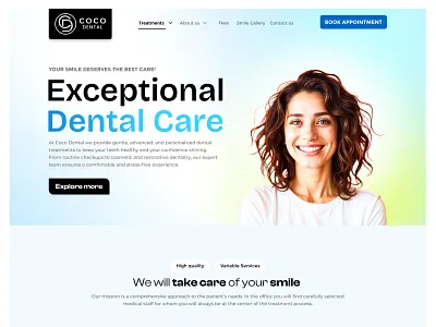 COCO Dental - Website care creative dental dentalcare dentist design health healthcare home page implants landing page logo tooth ui uiux ux web design webdesign website