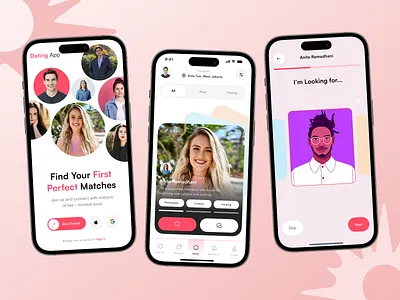 Dating App UI Design ❤️ best app chatting creativedesign dating dating app dating mobile app design designcommunity designportfolio interactiondesign match finder messenger app mobile app onlinedating productdesign social media app swipe ui ux visualdesign