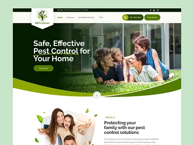 Pest control landing page business commercial corona environment green home cleanining landing page hygenic insect landing page pest control pest control landing page pest management protection ressidential safe ui ux washroom cleaning web design website