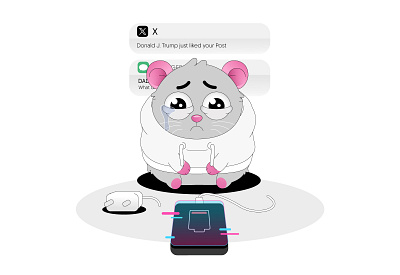 Sad Hamster Crisis: 1% Battery, 1000% Tears! illustration