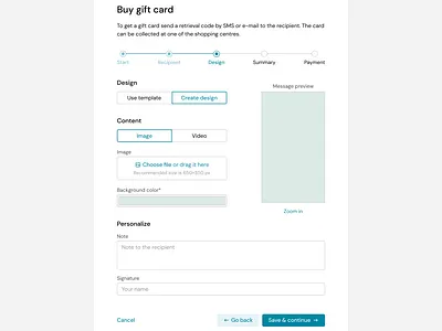 Order a gift card – design design modal ui ux