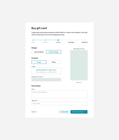 Order a gift card – design design modal ui ux