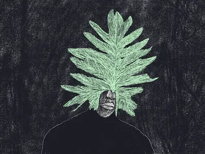 people and plants #1 2d black color illustration procreate