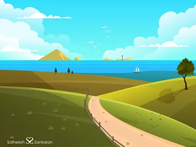 Landscape Art - Vector Illustration adobe illustrator design graphic art illustration landscape landscape art nature travel vector