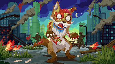 Zombie Fox character city fox pixel pixelart post apocalypse zombie