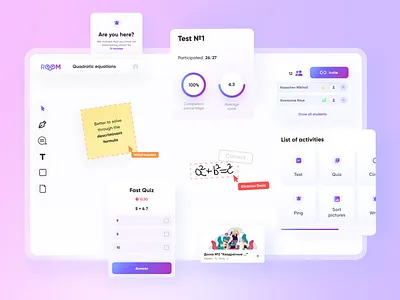 ROOM Product/UX/UI Design board design education flumberg learning motion graphics school ui ux web