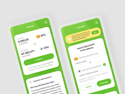 Kiwi exchange app bitcoin crypto interface mobile ui