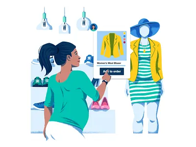Social Commerce commerce digital drawing e commerce facebook shops illustration instagram mannequin pregnant product retail shopping web woman