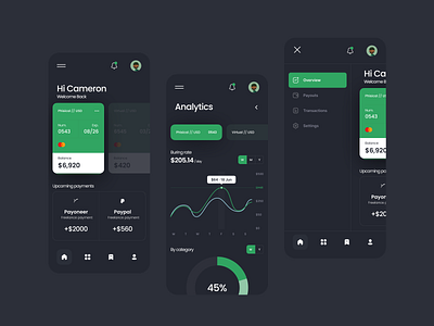 Dark UI for finance App finance app interface minimal mobile mobile app mobile apps mobile ui mobileapp money pay ui design ux ux ui design uxui