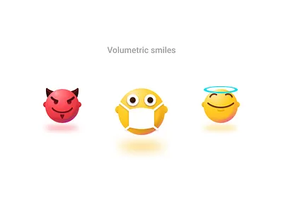 One more 3D vector smiles 3dsmiles 3dvector angel demon devil emoji figma figmadesign gradient icons mask uidesign uiicons vector virus volumetric