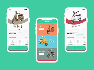 Vespa App Design app design bike app booking app booking ui delivery app mobile app design motorbike app design piaggio app scooty app ui scooty mobile app ui design ui screens vespa app vespa mobile app vespa ui visual design