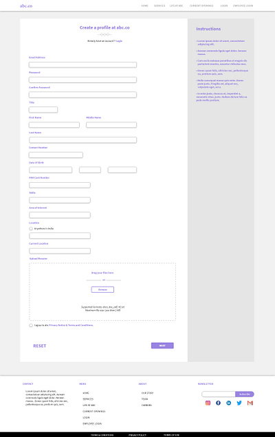 abc wireframe signup adobe xd design ui ux wireframe xd