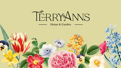 TerryAnns - Home & Garden Identity Branding beige branding design e commerce floral graphic design logo natural nature serif