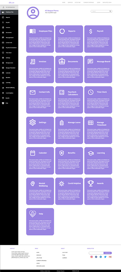 wireframe of a web portal that gives employees access to company adobe xd ui ux wireframe xd