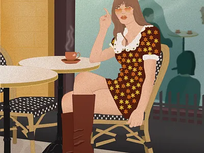 Sarah 70s design drawing figma girl grain illustration retro vector vintage