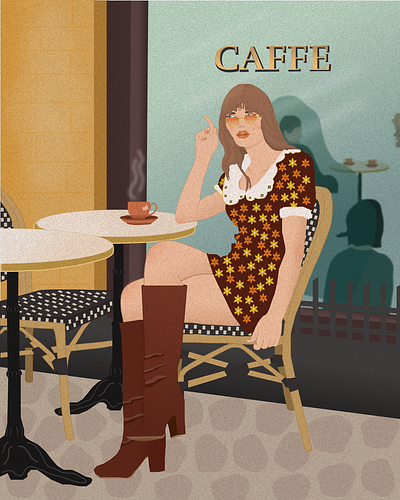 Sarah 70s design drawing figma girl grain illustration retro vector vintage