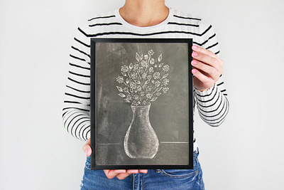 Chalk Floral Vase art chalk chalk art chalk dust chalk illustration design drawing floral vase florals flower vase flowers from chalk to computer graphic design illustrate illustrated illustration illustrations photo photography print