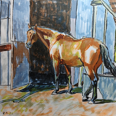 Mac in the Sun hand drawn horses illustration ink pens sketch