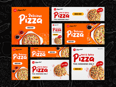 Pizza Hut - Social Media Banners ads banner branding delivery design dominos food graphic design illustration insta logo media packaging pizza print social thumbnail typography ui youtube