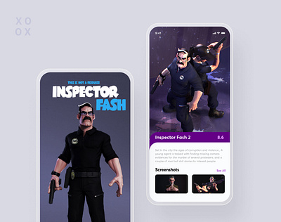 Inspector Fash branding design gaming landing page design minimal ui vector