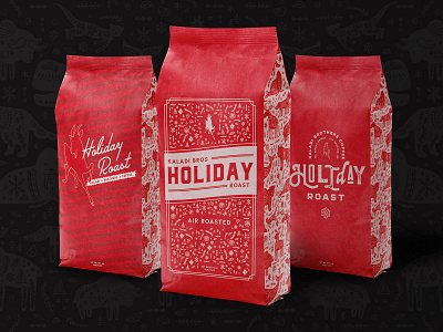 Kaladi Brothers Holiday Roast alaska arctic arctic animals branding christmas coffee coffee bag coffee company coffee shop design goat holiday illustration nordic packaging red red goat scandinavian typography vector