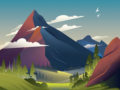 Peaceful landscape digital environment digital landscape forest illustration gradient landscape illustration landscape portrait mountain artwork mountain design nature artwork peaceful landscape vector website illustrations