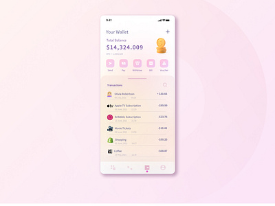 Wallet App using Glass Morphism app design glass morphism interface product design ui ux wallet app