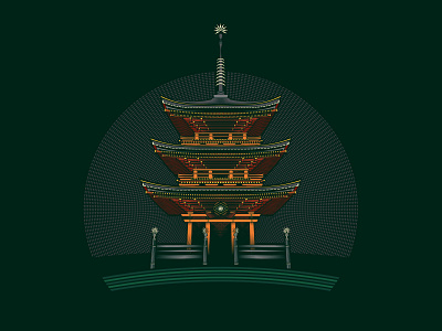 Japanese Pagoda – by Fieldinspired art design digital art illustration vector vector art