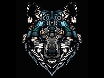 Aware Wolf - By Fieldinspired animal art conceptual art design digital art illustration vector vector art