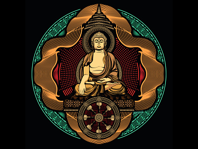 The Golden Buddha - By Fieldinspired animal art conceptual art design digital art illustration vector vector art