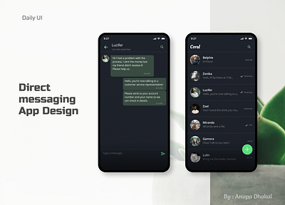 Direct Messaging - DailyUI app design beautiful ui clean ui contrast dailyui design direct message direct messaging design dribbble daily icon logo ui ux