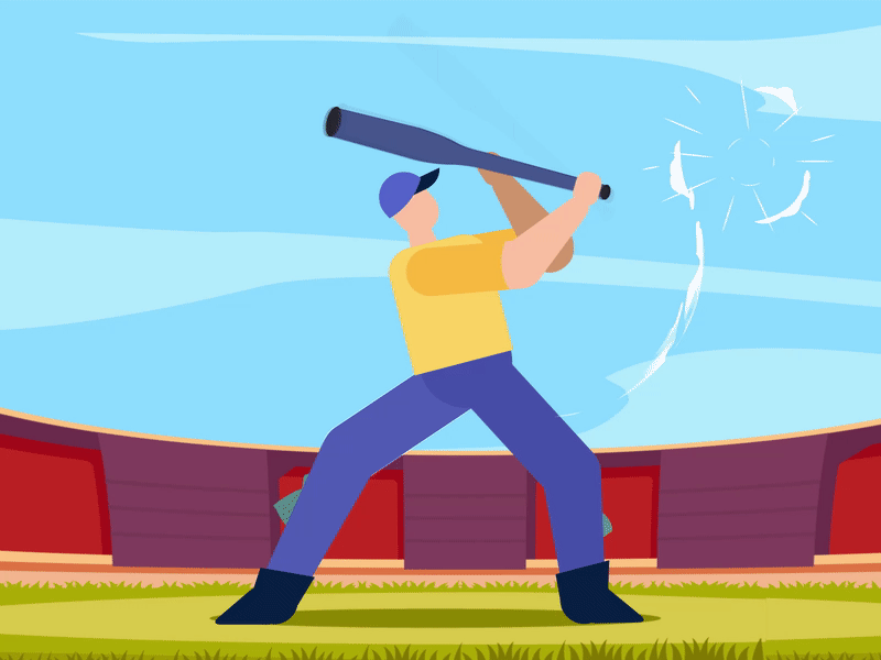 Baseball - Life is short. Play hard! animation after effects baseball design dribbble shot flat giff hit icon illustration logo loop animation motion graphics play sports vector