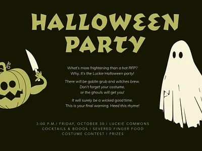 Halloween Frights ghosts halloween happy hour illustration invitation knives october party pumpkins scary