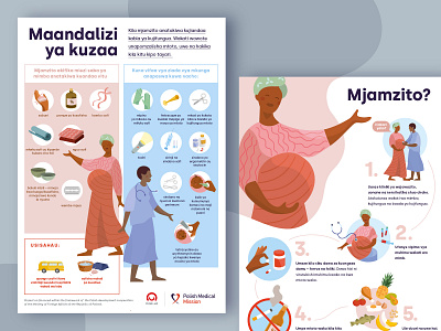 Maternity Guide Posters for Tanzania | Polish Medical Mission africa branding color education guide icon illustration infographic medical poster vector women