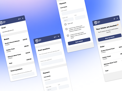 Native: Checkout & Confirmation add to basket booking checkout checkout page confirmation conversion credit card creditcard ecommerce events form form design forms payment product student ticket