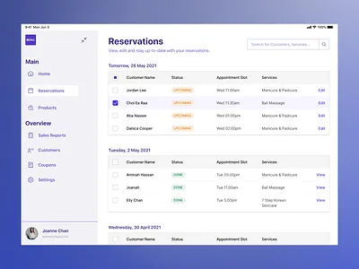 Beau - POS App Design #2 ipad pos table design ui design