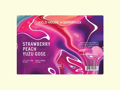Field House x Superflux Strawberry Peach Yuzu Gose abstract beer beer label brewery collab colorful craft beer craft beer label field house first pour gose label mix pack mixing packaging second pour superflux swirl yuzu