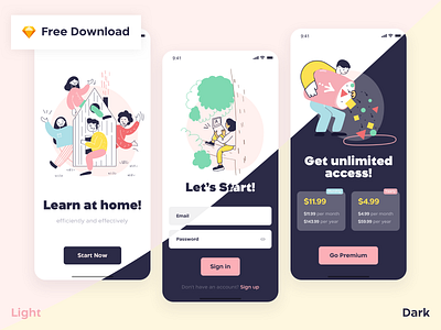 Freebie Designra - Mobile App For Design Courses app clean design download flat free free app free design freebie illustration mobile ui ui design ux vector