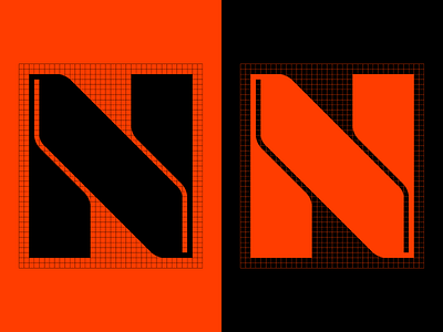 N for Neonite branding futurism futuristic grid letter n logo logotype n neo tech technical type design typographic typography