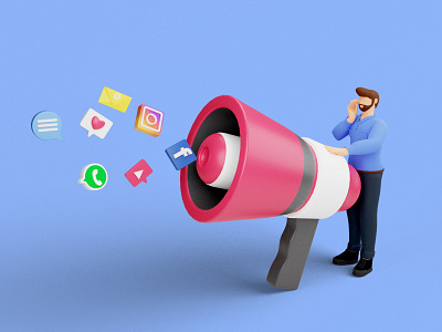 Social Media Marketing 3d 3d character 3d illustrations 3d rendering branding business communication facebook illustration instagram internet mail marketing media network social ui ui design uiux whatsapp