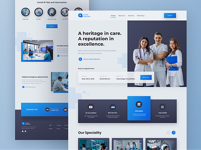 Hospital Home Page alpha community design doctor doctors figma graphic design health health care homepage hospital landing page landing page design medicine online doctor ui ui design uiux website white