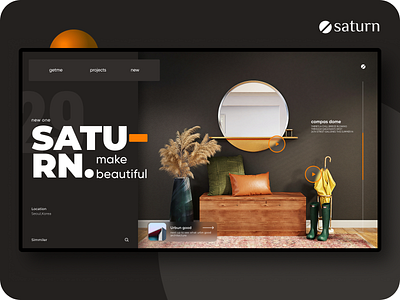 Interior website design beautidul beautiful branding card dark design illustration interior internet logo minimal new page saturn ui ux vector web website webui