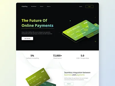 BoltPay app banking credit card dark mode debit card design finance financial services fintech interface money app online payment pay ui ui design uiux ux ux design wallet website