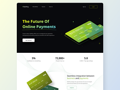 BoltPay app banking credit card dark mode debit card design finance financial services fintech interface money app online payment pay ui ui design uiux ux ux design wallet website